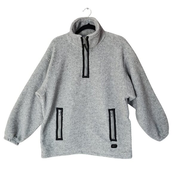 Reebok Men's Gray Fleece Pullover Quarter Zip Mock Neck Sweater Size Medium - Picture 1 of 11